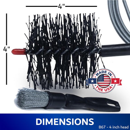 Pellet Stove & Dryer Vent Cleaner Kit – 3 inch Head and 10 ft Long Steel Flexible Brush for Fireplace Chimney, Ash, Lint & Soot Buildup Removal - Pellet Stove Cleaning Kit by FryOilSaver B67C