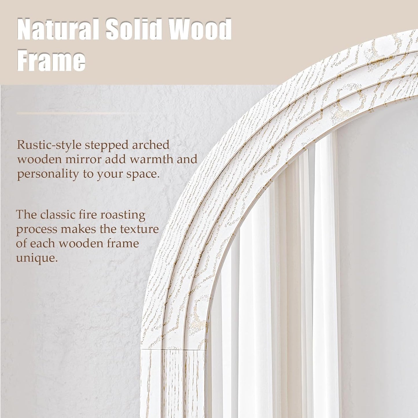 30"x71" Full Length Mirror Solid Wood Frame, Arched Floor Mirror Full Length with Stand, Room Decor Big Full Body Mirror with HD Tempered Glass for Bedroom, Living Room, Walnut Wood