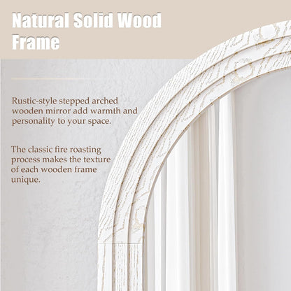 30"x71" Full Length Mirror Solid Wood Frame, Arched Floor Mirror Full Length with Stand, Room Decor Big Full Body Mirror with HD Tempered Glass for Bedroom, Living Room, Walnut Wood