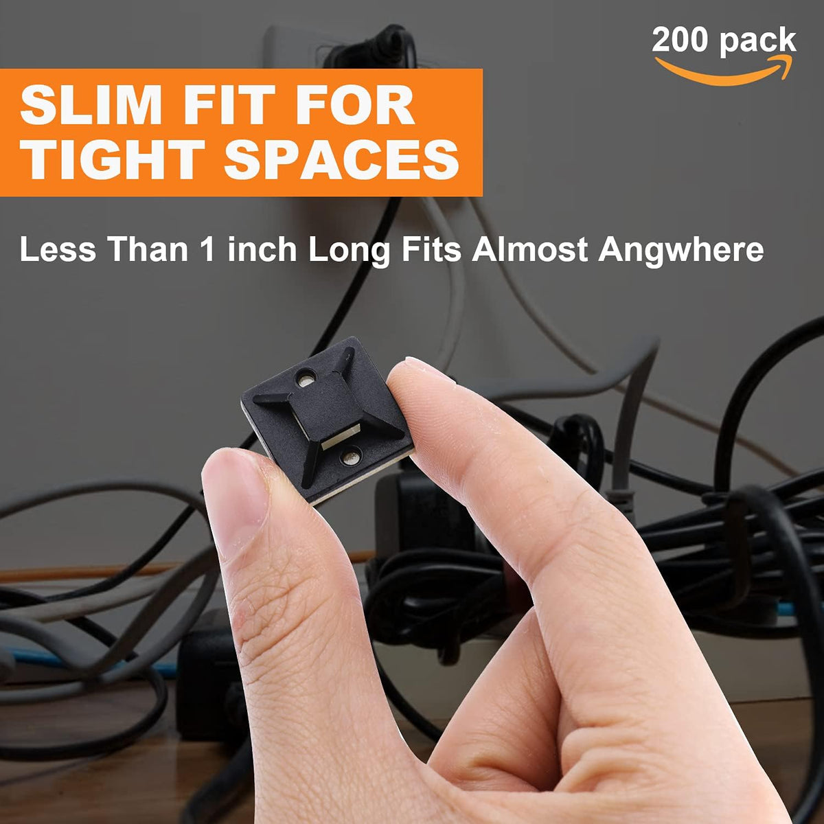 3/4" Zip Tie Adhesive Mounts Self Adhesive Cable Base Holders with Multi-Purpose Tie wire clips with screw hole,Anchor stick on wire holder,Black
