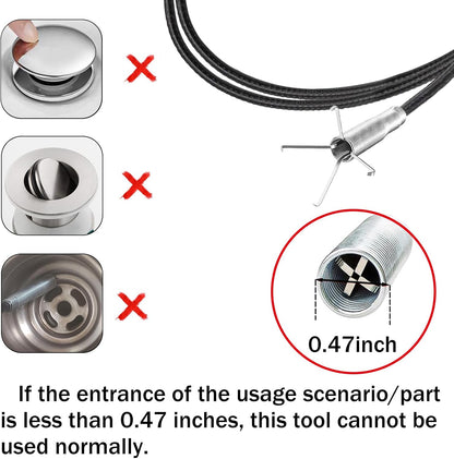 Drain Snake，116" Flexible Grabber Claw Tool Reacher Drain Snake Hair Drain Clog Remover for Toilet Sewer Shower Kitchen Bathroom Tub Clogged Drains Opener Cleaning Tool