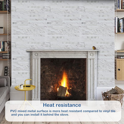 Midcard 20 Sheet Peel and Stick Backsplash, White Marble PVC Wall Tile for Kitchen Backsplash