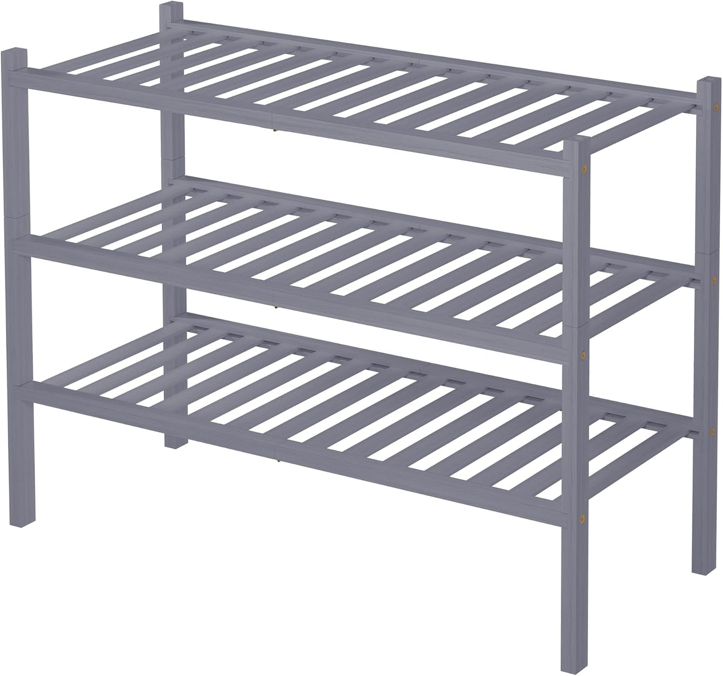 ROMGUAR CRAFT 3 Tier Bamboo Shoe Rack for Closet Free Standing Wood Shoe Shelf Storage Organizer for Entryway Small Space Stackable 27"x11"x20" (Natural)