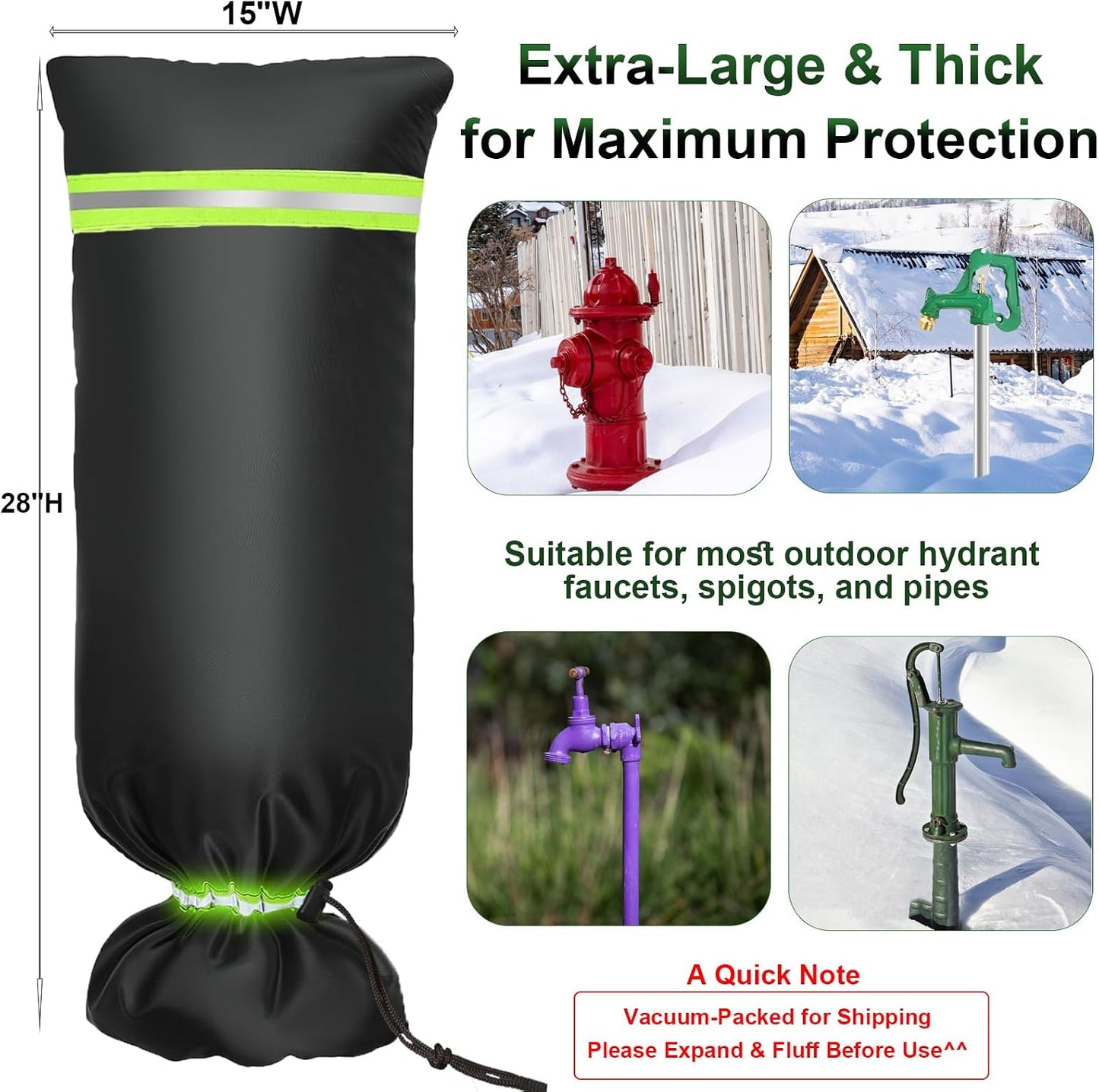 Outdoor Faucet Covers for Winter - Thicker Freeze Protection Spigot Cover | Upgrade 420D Waterproof Oxford, Reflective Stripes & Drawstring (4Packs, 8.3" H x 6.7" W)