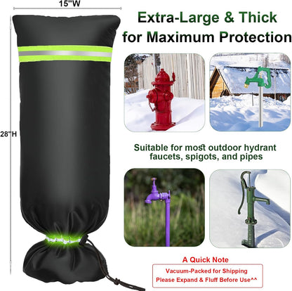 Outdoor Faucet Covers for Winter - Thicker Freeze Protection Spigot Cover | Upgrade 420D Waterproof Oxford, Reflective Stripes & Drawstring (4Packs, 8.3" H x 6.7" W)