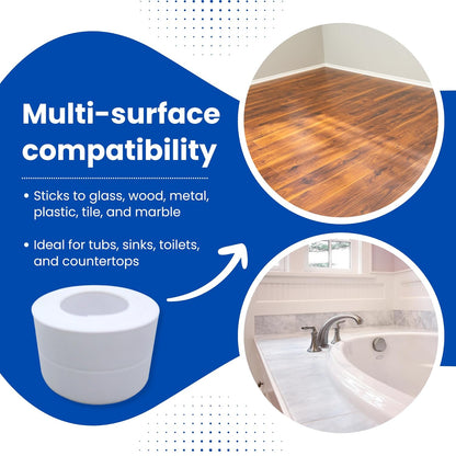 Gadgetime USA Bath & Kitchen Caulk Tape Sealant Strip - PVC Self Adhesive Waterproof Tape for Tub and Wall Sealing - Tape Caulk Sealer - Waterproof Sealant Tape - White - 1.5" x 10.5 Feet