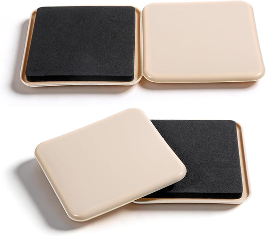 4Pcs 4.7" Square Furniture Sliders for Carpet Large Furniture Movers Sliders Reusable Furnitures Moving Pads Slider for Hardwood Floors Sofa Bed Couch Chair Fridge Heavy Duty Easily Move