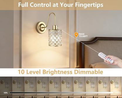 Battery Operated Wall Sconce Set of 2, Rechargeable Wireless Sconces with Dimmable Detachable Magnetic Bulbs and Remote, 3 Colors Wall Lights for Bedroom Living Room Hallway Fireplace
