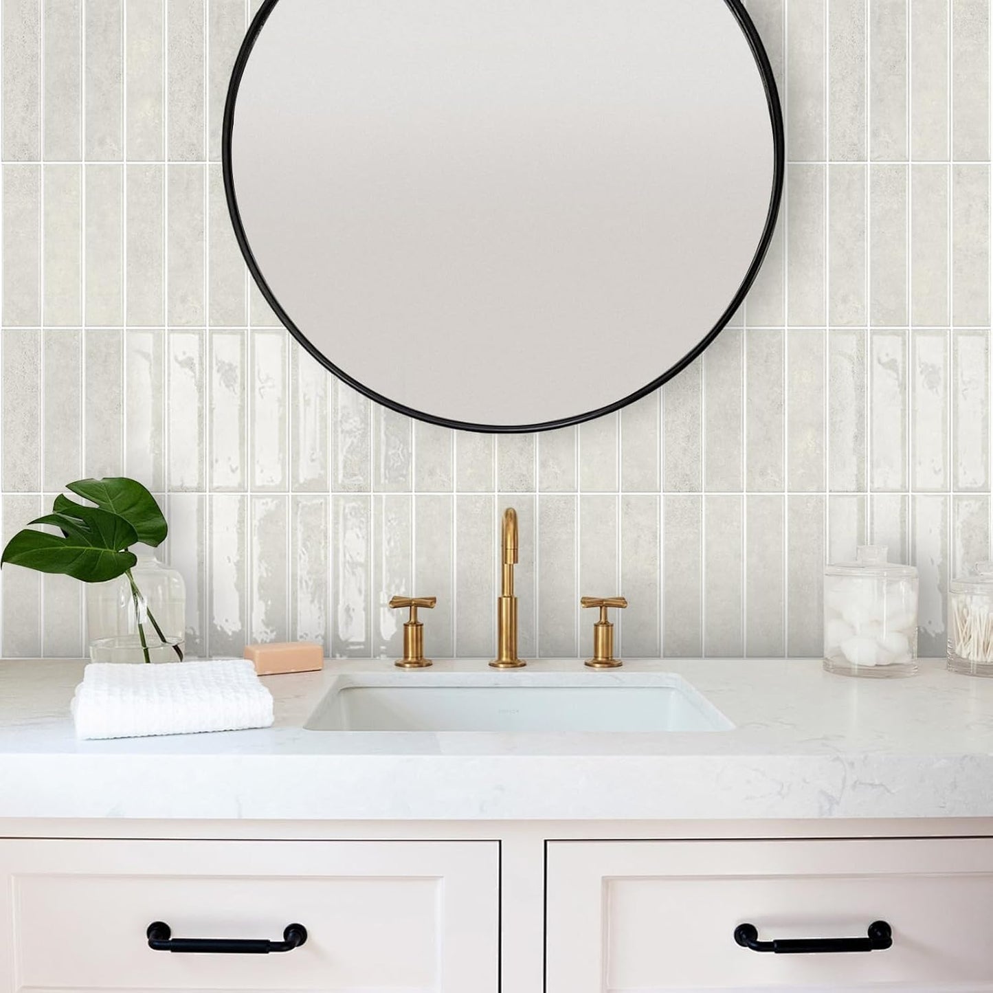 MORCART Peel and Stick Backsplash, 10 Sheets of 11.8"x11.8" - 3D Adhesive Waterproof Wall Tiles for Kitchen, Bathroom, Living Room, Subway Tiles, Gray-Apricot