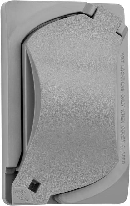 Sealproof Universal Weatherproof Nonmetallic 1-Gang Outlet Cover, UL Listed, Gray