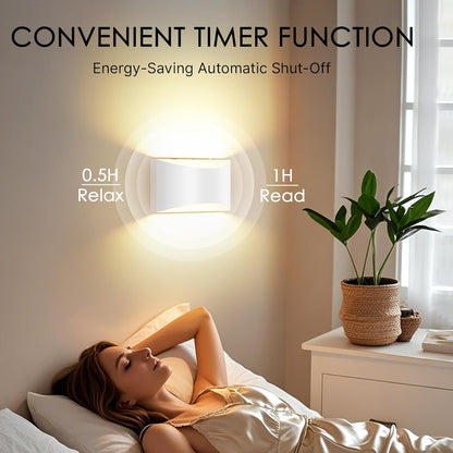 FOLKSMATE Battery Operated Wall Sconces Set of 2, 8000mAh Rechargeable Remote & Touch Control Wall Lamps, 3 Color Temperatures, Timer Dimmable Light for Bedroom, Living Room, Hallway
