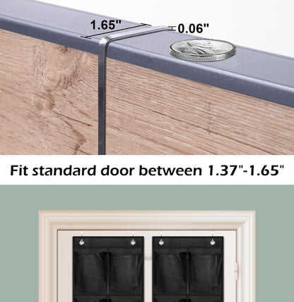 MISSLO Over The Door Shoe Organizer 12 Large Mesh Pockets Hanging Narrow Closet Door, White, 2 Pack