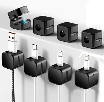 SaiTech IT 12 Pack Magnetic Cable Clips, Cord Organizer Holder Black | Adhesive Wire Keeper For Car, Office, Home, Desktop, Wall, Night Table, Ideal For Cable Management
