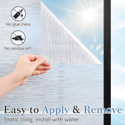 LUTE Window Privacy Film, Frosted Glass Window Film for Bathroom, Static Cling Removable Heat Control Glass Coverings, Non Adhesive Opaque Door Sticker for Home Office (Pure, 17.5" x 78.7")