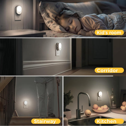 L LOHAS LED Motion Sensor Night Light,[2-PACK] Night Lights Plug into Wall,Motion Sensor and Dusk to Dawn Sensor,3000K Soft White,30/60/100lm Brightness Dimmable,Nightlight for Bathroom Hallway