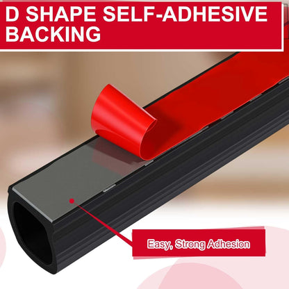 Pangda 10Ft D Shape Rubber Weather Stripping Foam Self-Adhesive EPDM Door Seal Strip for Noise Reduction Waterproof Dustproof for Cars Boats Truck RVs Windows Doors (3/4" W × 3/4" H)