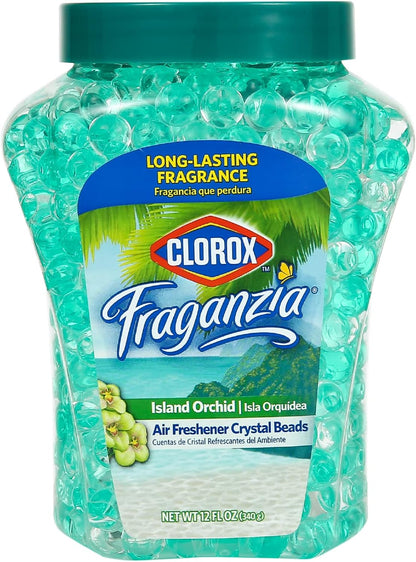 Clorox Fraganzia Crystal Beads Air Freshener, Long Lasting Room Deodorizer and Odor Eliminator Gel Beads to Freshen Home, Car, or Office, Fresh Ocean Breeze Scent, 12 Fl Oz - 2 Pack