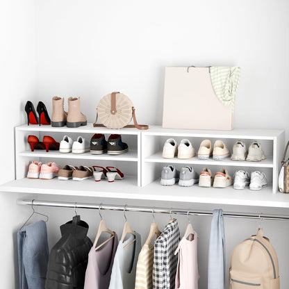 Whitmor Wood Stackable 2-Shelf Shoe Rack, White, 24 inches
