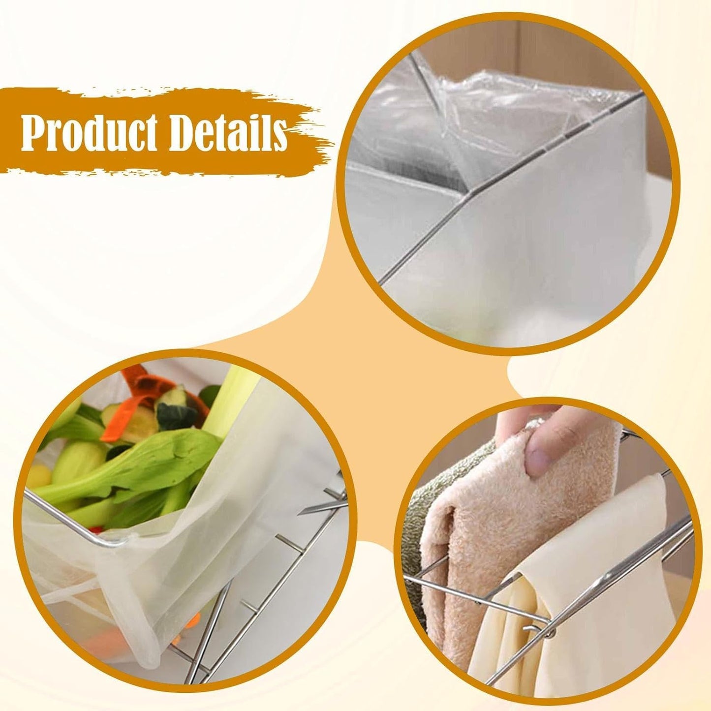 Trash Bag Holder Garbage Bag Rack Versatile Multifunctional Support Stand Folding for Countertop Indoor Outdoor BBQ Kitchen