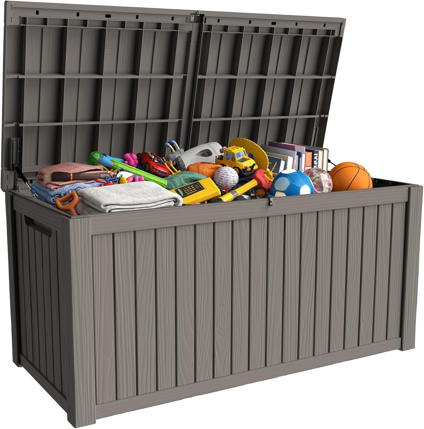 320 Gallon Outdoor Storage Box Resin Deck Box All Weather Waterproof Large Lockable Storage Container Deck Box for Patio Furniture, Garden Tools, Lockable, Black