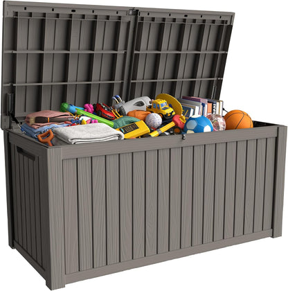 320 Gallon Outdoor Storage Box Resin Deck Box All Weather Waterproof Large Lockable Storage Container Deck Box for Patio Furniture, Garden Tools, Lockable, Black