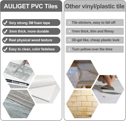 AULIGET 100 Piece Rust Slate Peel and Stick Backsplash Wall Tiles, 3" x 6" PVC Faux Stone Stick on Tiles for Backsplash Kitchen, Bathroom, Laundry Room, Camper, Fireplace