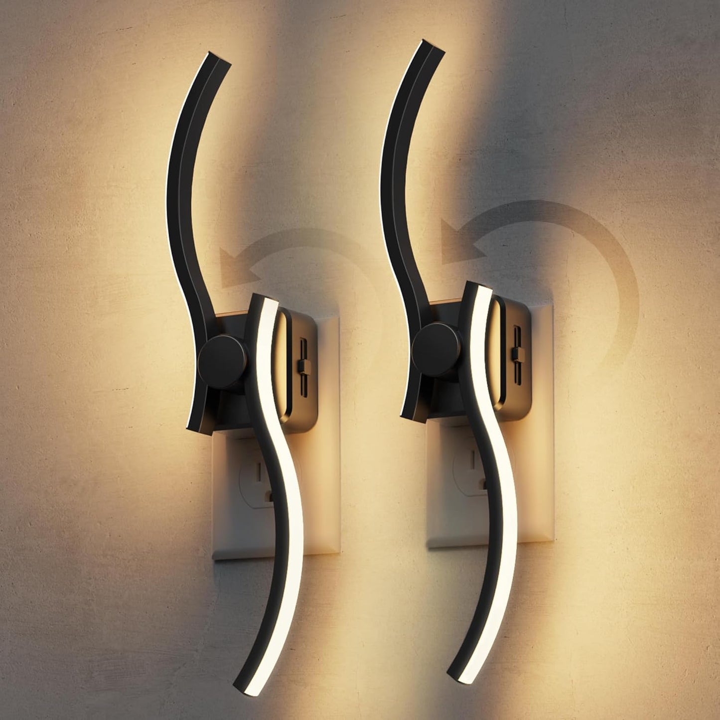 L LOHAS LED Night Light,Dimmable Night Lights Plug into Wall, 2 Pack Acrylic Nightlight with 0-100 LM Adjustable Brightness, 3000K Plug in Night Light with Dusk to Dawn Sensor, for Bathroom Hallway
