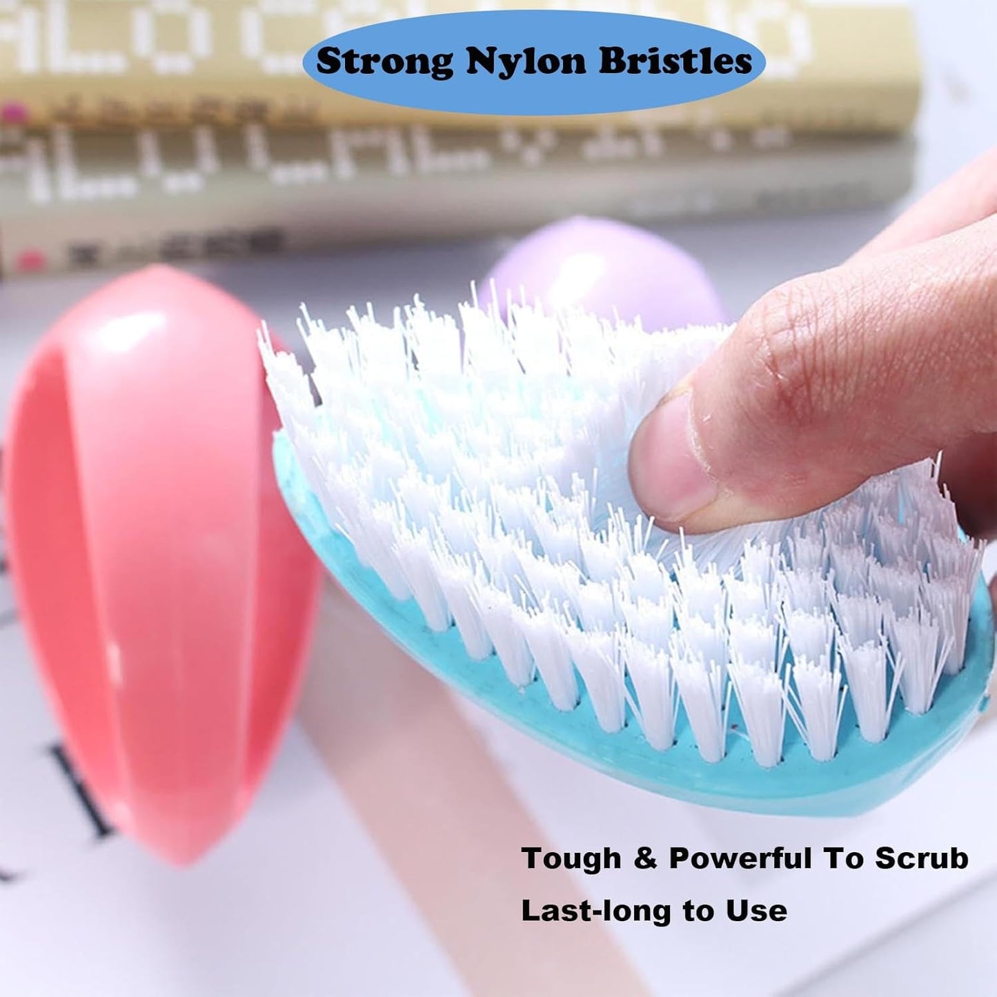 Small Scrub Brush for Cleaning - 4 Pack Scrubbing Brushes with Stiff Nylon Bristles Heavy Duty Cleaning Brush Multi-Purpose Scrub Brushes for Household Cleaning-Small Size