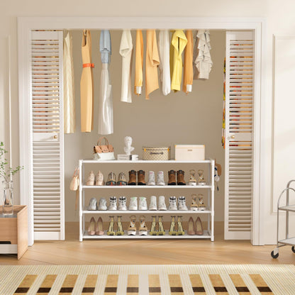 LUKYTOWER Extra Long Shoe Rack 2 Tier Shoe Storage Organizer Wide Stackable Shoe Organizer Racks for Closet Entryway,Shoe Shelf Stand Sturdy Durable Shoes Rack Holder Save Space