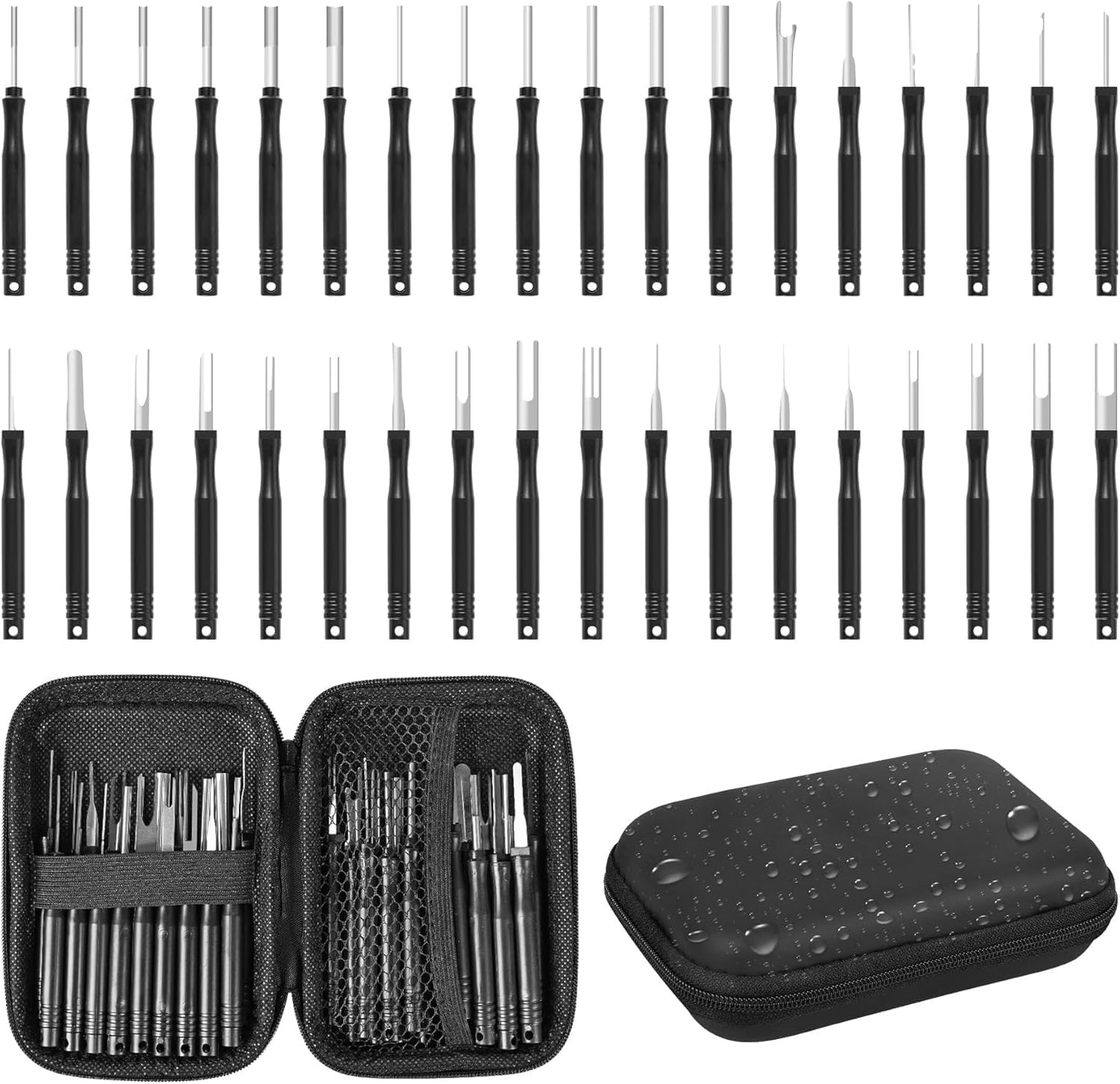 Terminal Pin Removal Tool Kit 82 Pcs Depinning Electrical Connector Pin Extractor Tool Set Wire Terminal Release for Automotive Car Household Devices - Black