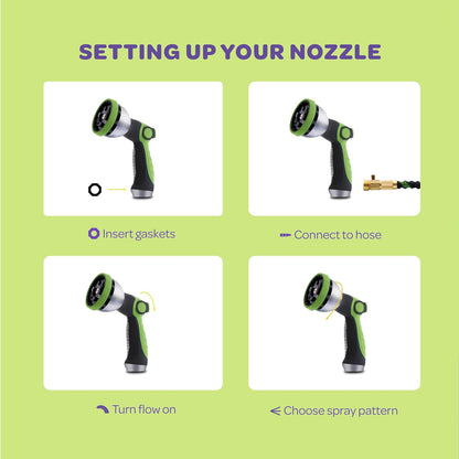 Hose Nozzle [Blue] Heavy Duty Hose Sprayer With 10 Adjustable Watering Patterns. Thumb Control Design, Comfortable Ergonomic Grip, Garden Hose Nozzle for Watering Plants & Lawns/Fun showers/Cleaning