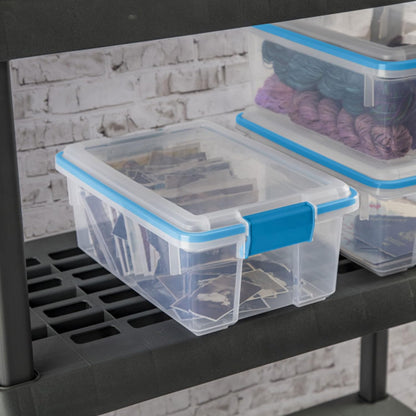 Sterilite 4-Pack Gasket Box, Home Storage Organizer Bins with Lids, 37 Quart – Stackable Clear Plastic Containers for Bedroom, Bathroom, Garage, Basement, or Attic