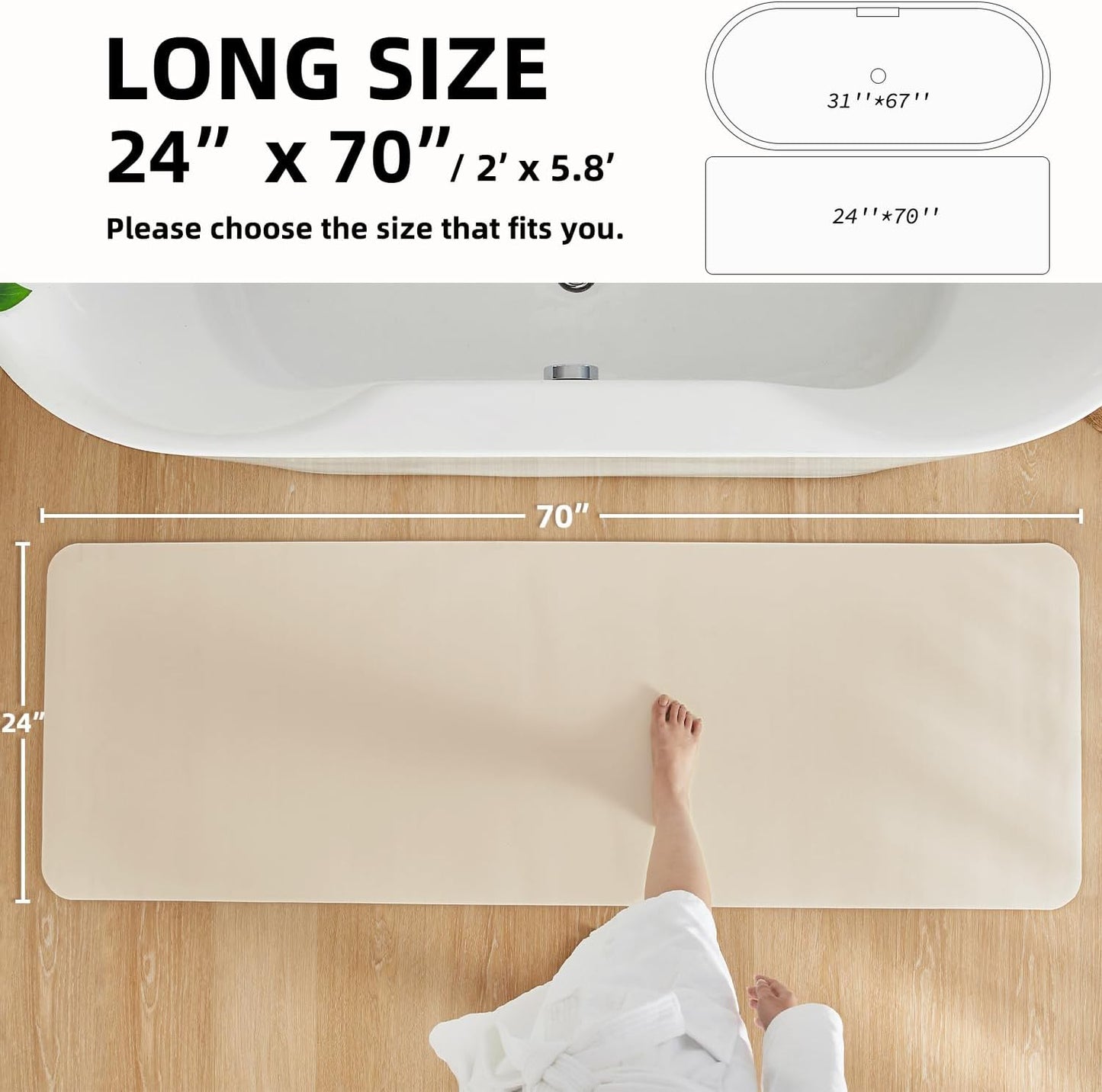TYUU Bath Mat, Bathroom Rugs Non Slip Washable Thin Absorbent Quick Dry Bath Mat Fits Under Door Bathroom Floor Mat Perfect for Bath, Shower, or Sink 16"x24" Dark Grey