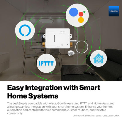 YoLink LeakStop 1-Channel for Toilets/Sinks, Auto Shutoff Valve & Leak Detector, Real-Time Monitoring, LoRa Long-Range, 2 AA Up to 5-Year Battery, App/SMS/Email Alerts – Hub Included
