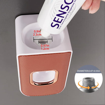 2 Slot Toothbrush Holder and Toothpaste Dispenser Wall Mounted, Automatic Toothpaste Squeezer, 2 in 1 Tooth Brush Toothpaste Organizer for Shower (Grey)