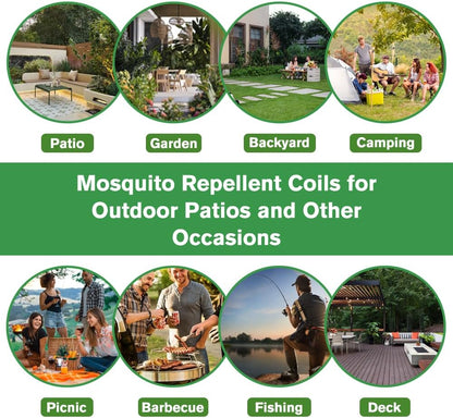 24 Extra Strength Mosquito Repellent Coils with 1 Metal Holder & 6 Stands, Citronella Incense Mosquito Coils Outdoor Patio Yard Camping Use, Long Lasting 6-8 Hrs Plant-Based Mosquito Coil Incense