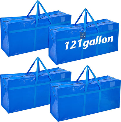 Windyun 4 Pack 57 Gallon Extra Large Moving Bags XXL Heavy Duty Storage Bag with Strong Zipper Handle Jumbo Big Tote Box Foldable for College Dorm Travel Clothes Duffle Blanket Pillow(Red)