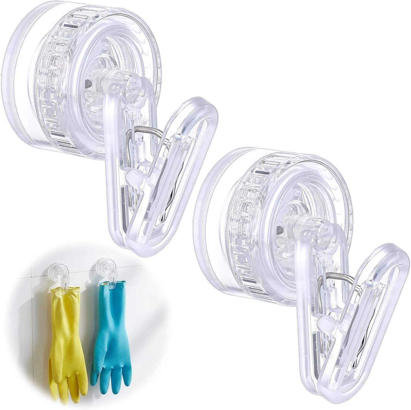 2PCS Dish Glove Clip with Suction Cup Rotatable Glove Holder Clip Removable Wall Mounted Hook for Kitchen Bathroom Office for Dish Gloves Documents Towels