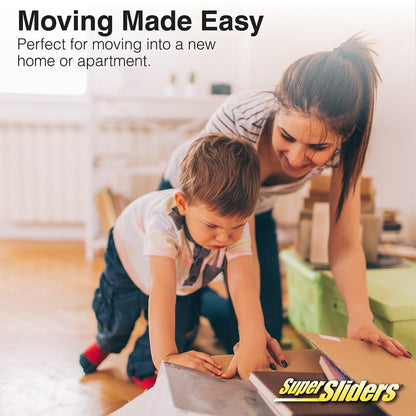 Super Sliders 3 1/2" Reusable 2-in-1 Furniture Carpet Sliders with Hardwood Socks to Slide Items Easily without Damage Across Any Surface, Beige (4 Pieces)