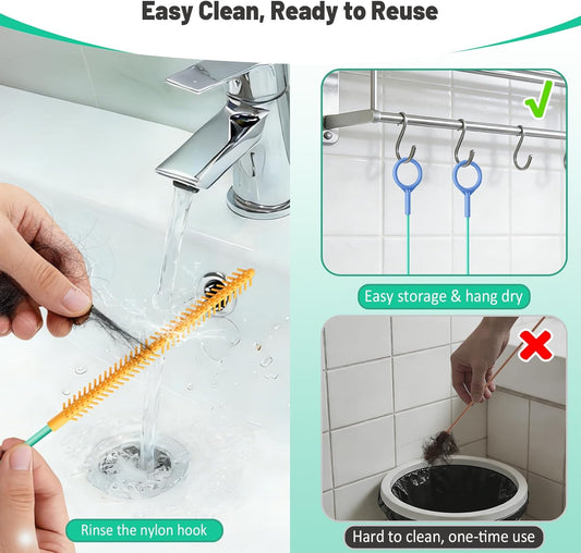 Reusable Drain Snake Hair Drain Clog Remover 30 Inch, 2026 Upgraded Sink Snake Drain Hair Removal Tool, Anti-Break Metal Shower Snake Drain Cleaner to Unclog Bathroom Sink, Tub, Shower Pipe(5 Pack)