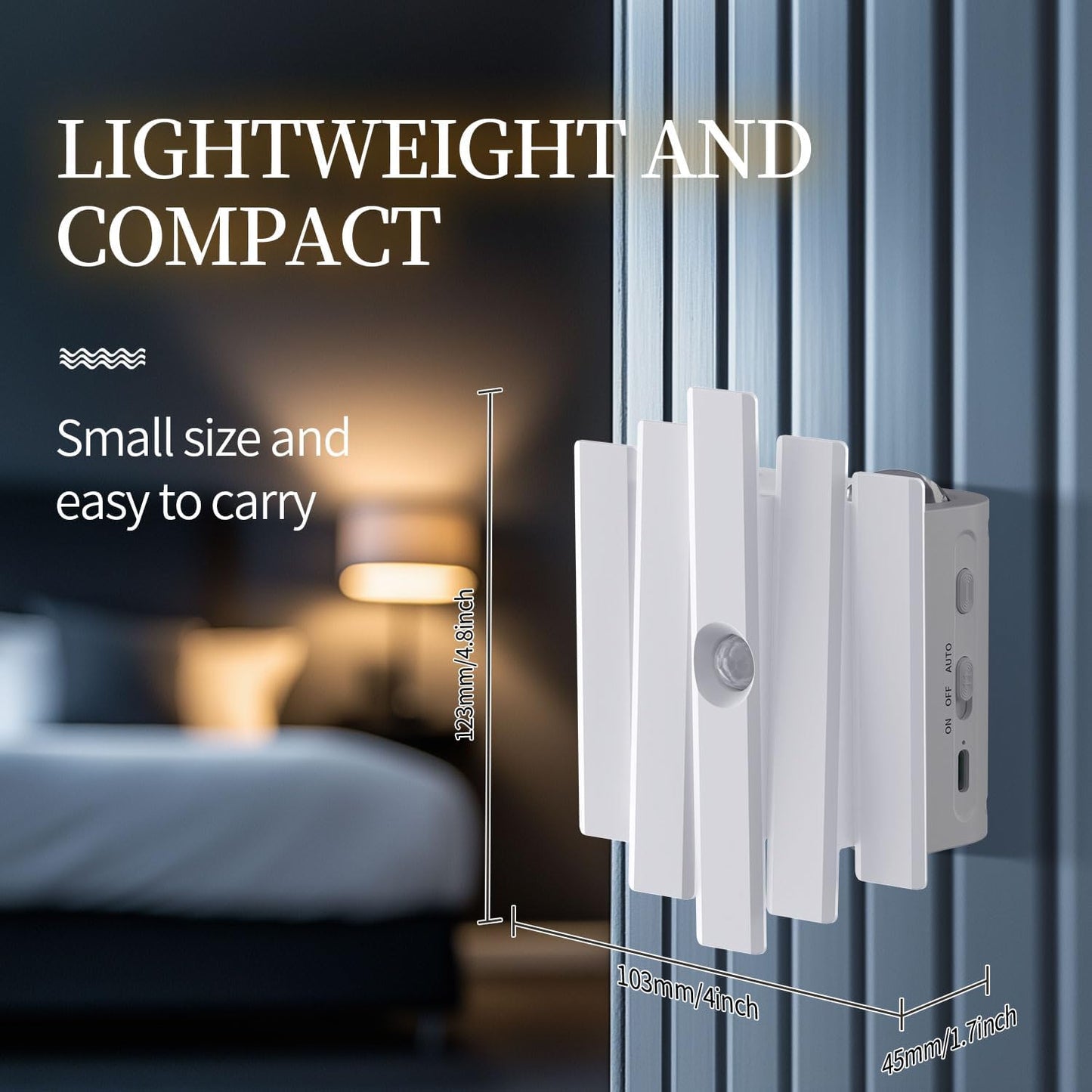 Rechargeable Motion Sensor Night Light, Magnetic RGB Color Changing LED Ambient Lighting, Compact Battery Operated Indoor Wall Light for Hallway, Stairs, Bathroom & Kids Room (USB-C)