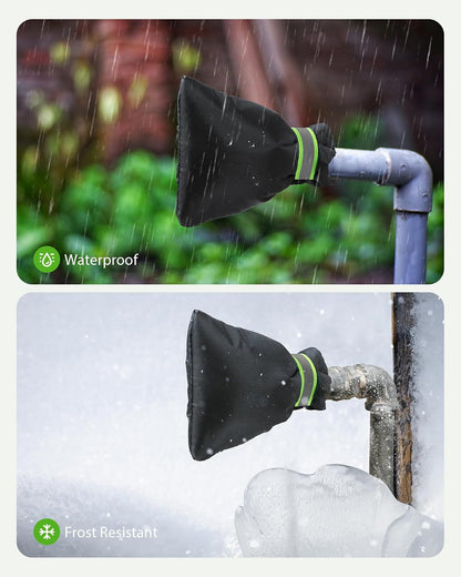 Outdoor Faucet Covers for Winter Freeze Protection, Kanosan 8.3"H X 6.7"W Thickened Reflective Outside Spigots Covers Hose Bib Insulated Sock for Winter Cold Weather, 2 Pack Black