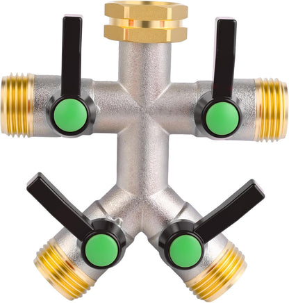 EJW Hose Splitter, 2 Way Hose Splitter, Garden Hose Splitters,Faucet Splitters, Outdoor Faucet Splitter, 2 Way Hose Connector,Brass Splitter, 3/4” GHT Threads.