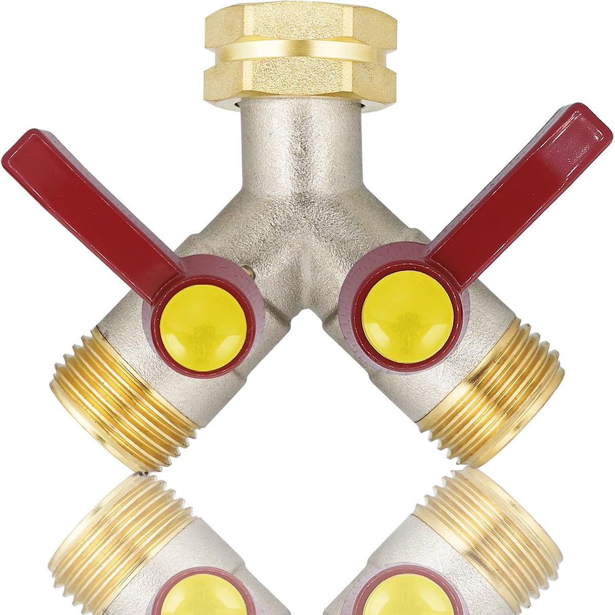 EJW Hose Splitter, 2 Way Hose Splitter, Garden Hose Splitters,Faucet Splitters, Outdoor Faucet Splitter, 2 Way Hose Connector,Brass Splitter, 3/4” GHT Threads.
