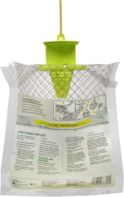 RESCUE! Outdoor Disposable Fly Trap – Hanging Fly Catcher with Attractant Bait, Fly Bag for Patio, Yard, Trash & Farm Areas – Easy-to-Use Outdoor Fly Control - 18 Traps