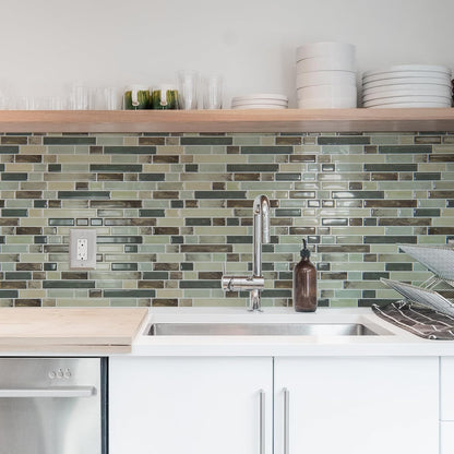 Art3d 10-Sheet Heavy-Duty Peel and Stick Backsplash, Waterproof Wall Tiles Stick on Kitchen Backsplash Living Space, Beige & White
