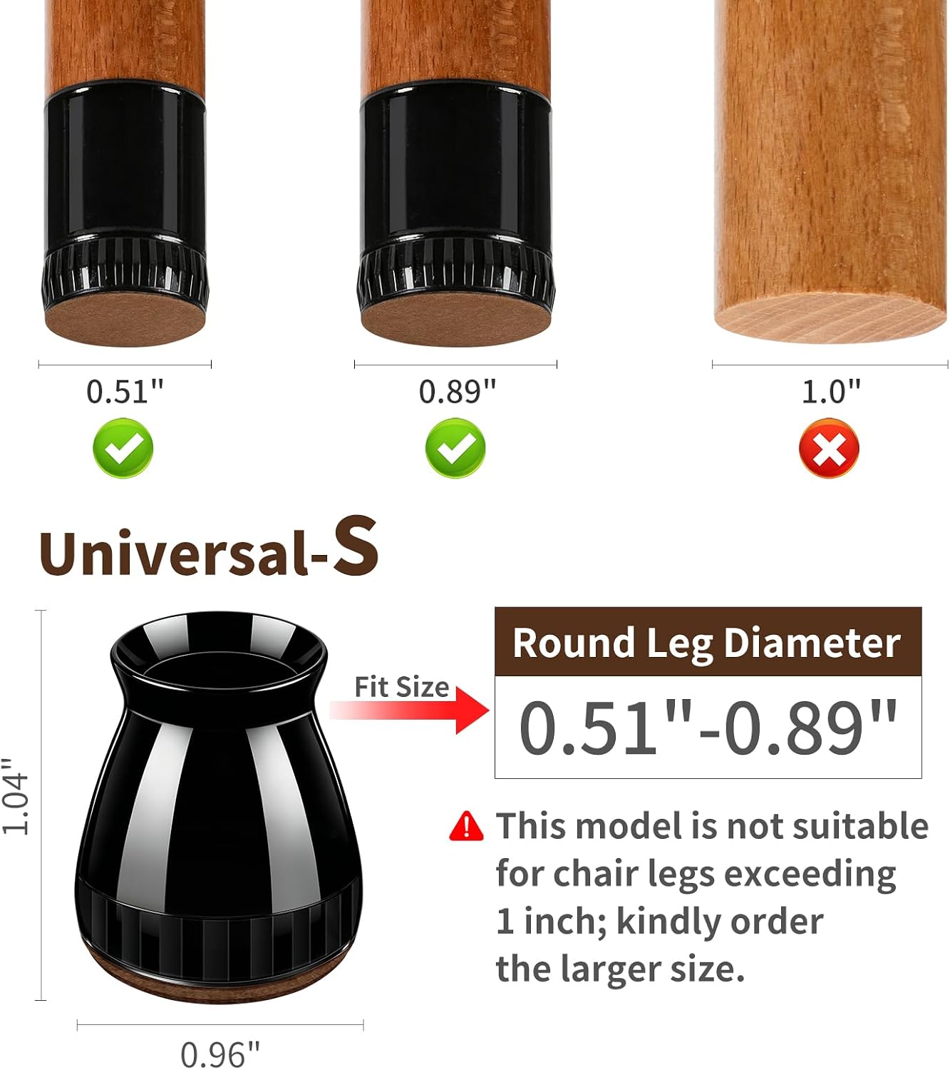 Chair Leg Floor Protectors, 24 Pack Silicone Furniture Pads for Hardwood Floors, Anti-Scratch Furniture Sliders Felt Pads, Noise-Reducing Chair Feet Covers, Table Legs Fit Sizes to(1.3" to 1.97")