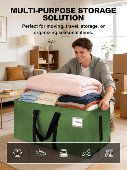 HOMESURE Supports 200lbs Heavy Duty Moving Bags - Strong Zipper & Wrap-Around Handles - Water-Resistant Storage Totes, Durable Alternative to Moving Boxes - 8 Pack - Semi-Transparent