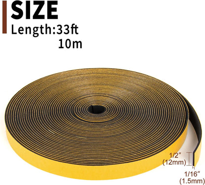 Yotache Self Adhesive Foam Gasket Tape 1/2" W X 1/2" T (New Adhesive Craft) for Doors Soundproofing Weather Seal Strip Insulation, 13 Ft Length