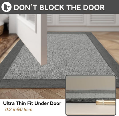 YDKGL Non Slip Bath Mat, Rubber Backing Ultra Thin Bathroom Rugs Fit Under Door Quick Dry Super Absorbent Washable Bath Rug Shower Mat for Bathroom Floor Bathtub Shower Sink, Easy Care Blue 16"x 24"